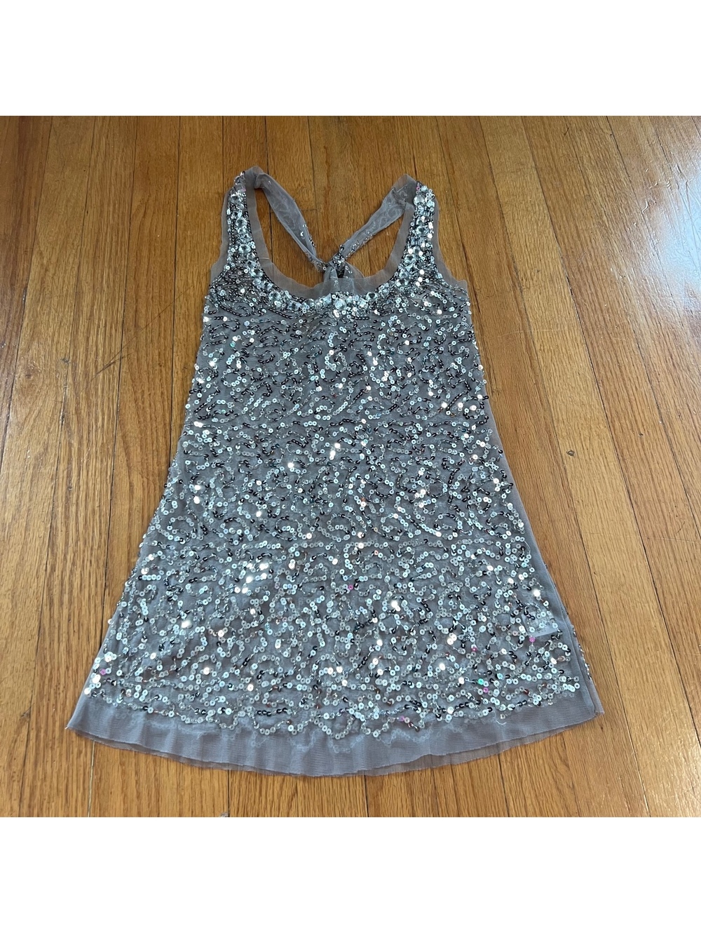Vintage Y2K mesh bedazzled glitter going out tank top